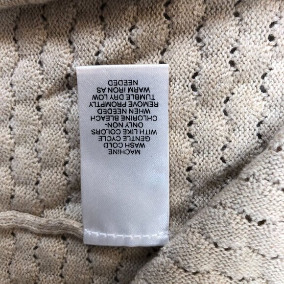 Mercer Street Studio Womens Cardigan Sweater Large Beige Open-Front Crochet Boho - Picture 7 of 12